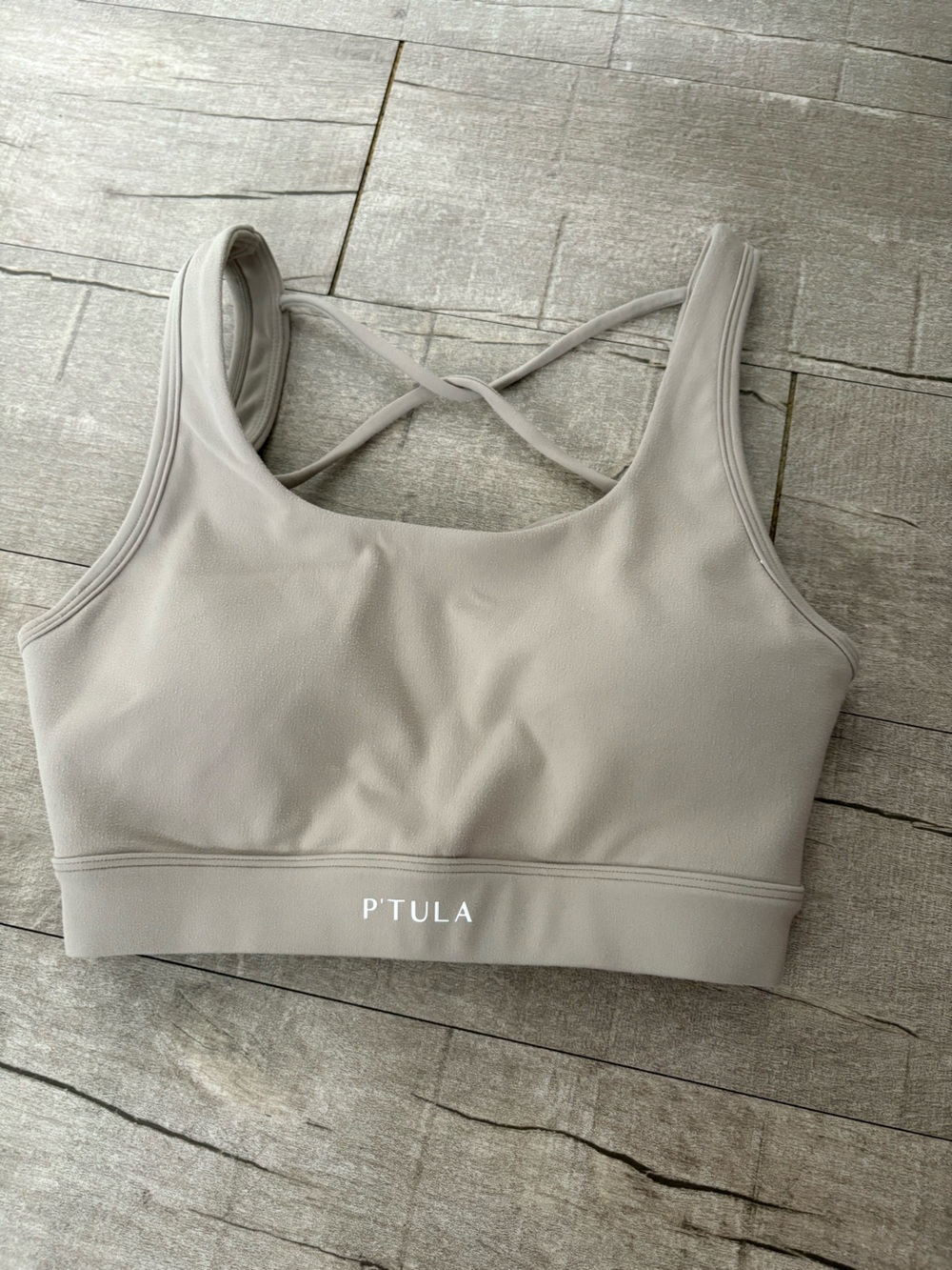 P'tula Taupe Cross-Back Sports Bra